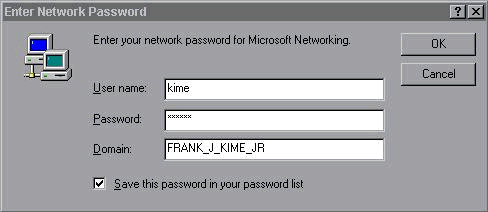 Enter Password for Microsoft Networking Panel